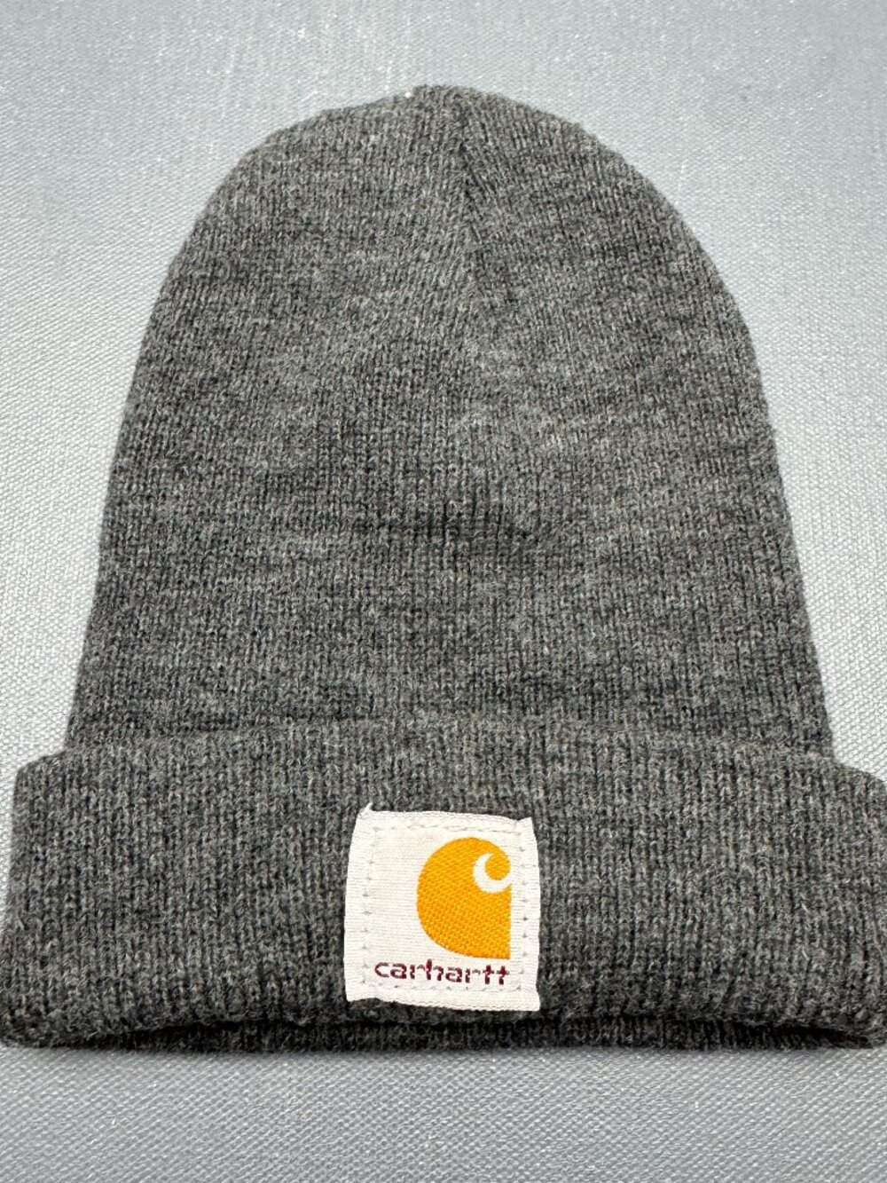 Carhartt Gray Acrylic Knit Beanie Hat Cuffed Winter Cap One Size Unisex Adult